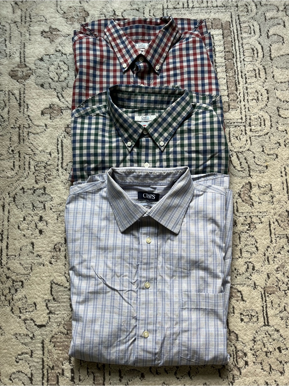 Bundle of 3 Plaid Regular Fit Button Down Dress Shirts Size 17 Neck 32/33 Sleeve